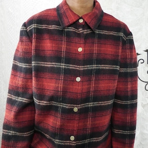 Vintage 90s Wool Blend Plaid Shacket