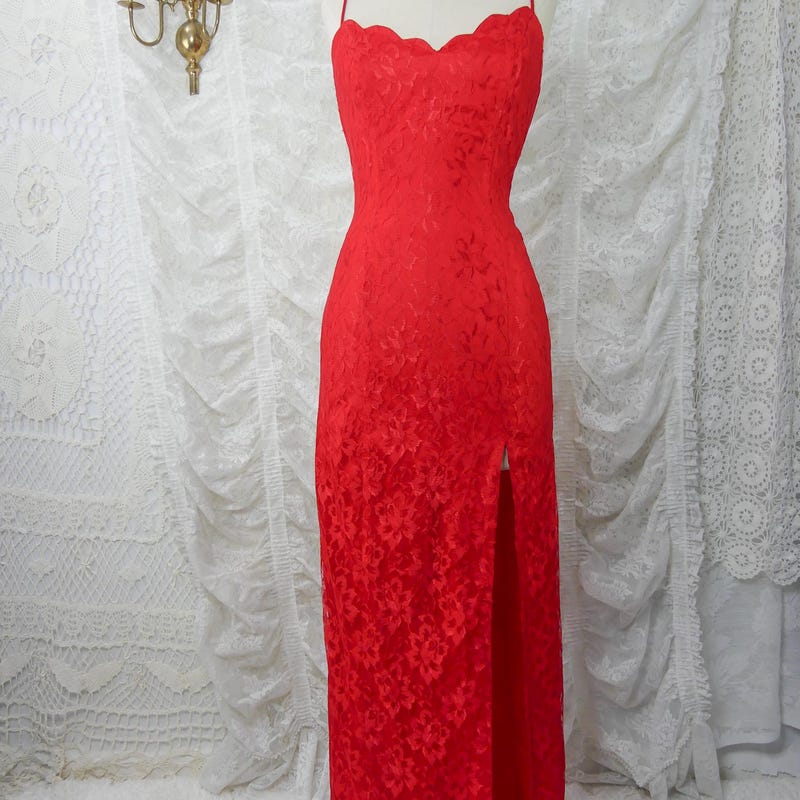 Vintage Lace Dress Lace Ruffle Gown
