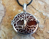 Carnelian Locket Pendant Tree of Life Silver Handmade Necklace Gemstone Jewelry