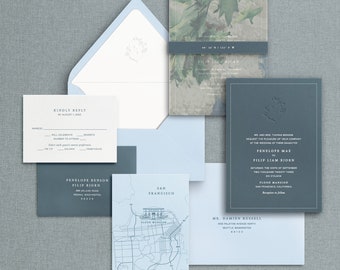 Penelope and Filip Custom Wedding Invitation Set, SAMPLE: Natural Monogram for a Modern & Rustic Wedding Invitation Suite