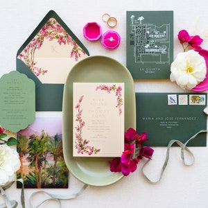 Kira and Thomas Custom Wedding Invitation SAMPLE: Modern Floral Desert Tropical Wedding Invitation Suite