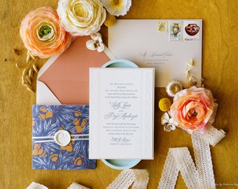 Kelly and Bryce Custom Wedding Invitation Set, SAMPLE: Art Deco Floral Wedding Invitation Suite