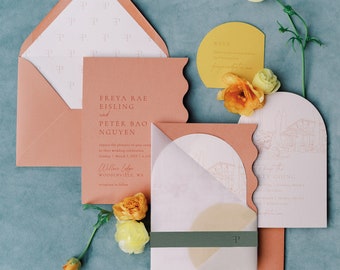 Freya and Peter Custom Wedding Invitation Set, SAMPLE: Unique Modern Wedding Invitation Suite
