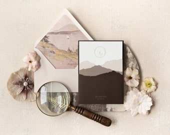 Emerson and Lawrence Custom Wedding Invitation Set, SAMPLE: Mountain Horizon and Layered, Modern Wedding Invitation Suite