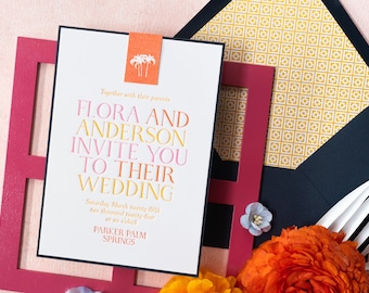 Flora and Anderson Custom Wedding Invitation Set, SAMPLE: Colorful and Modern Wedding Invitation Suite