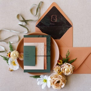 Nahla and Robert Custom Wedding Invitation Set, SAMPLE: Moody Tonal Forest Wedding Invitation Suite