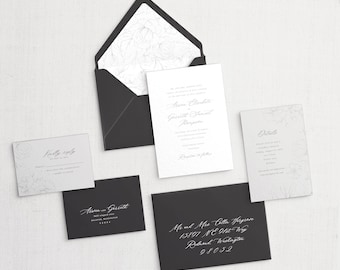 Arwen and Garreth Custom Wedding Invitation Set, SAMPLE: Elegant & Romantic Letterpress Wedding Invitation Suite