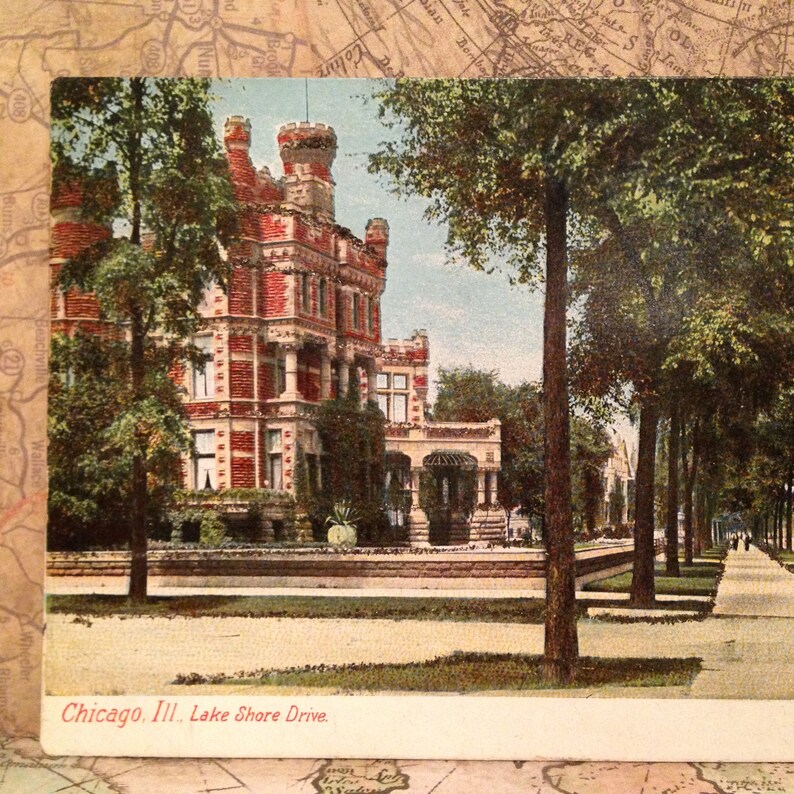 ON SALE Chicago Illinois IL Glitter Details Lake Shore Drive Early 1900/'s Souvenir Postcard