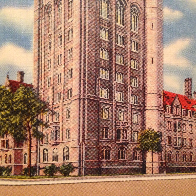 ON SALE New Haven Connecticut CT Yale University Bingham Hall Old Vintage 1940/'s Linen Souvenir Postcard Ephemera