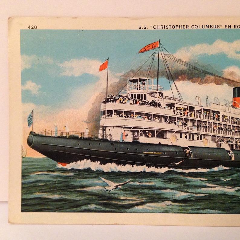 ON SALE Christopher Columbus Great Lakes Passenger Steamship Etsy