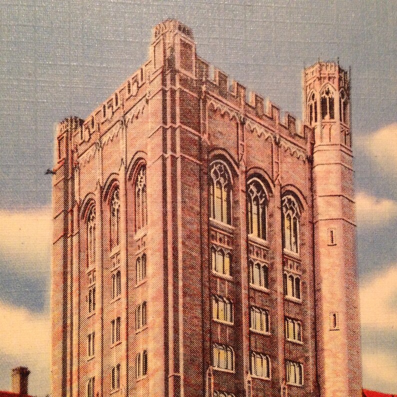 ON SALE New Haven Connecticut CT Yale University Bingham Hall Old Vintage 1940/'s Linen Souvenir Postcard Ephemera