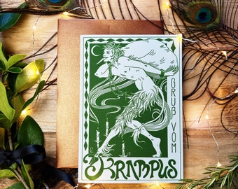 Krampus Holiday Card - Art Nouveau Style Holiday Card