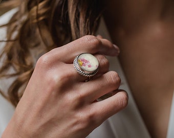 Joyería de porcelana rota, regalos de aniversario de cerámica, regalo de cumpleaños número 50 para mujeres, anillo de cerámica