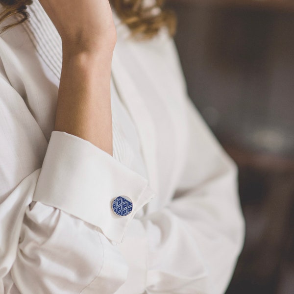 Custom cufflinks Anniversary gifts Boho chic Cufflinks Vintage Ceramic Cuff links Gift for her Gift for men Chinese porcelain Unique jewelry