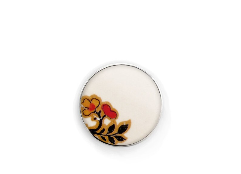 Pins Personalized gift Boho chic Brooch Ceramics and pottery Chinese porcelain Feminist pin Flower brooch Vintage White flat brooch