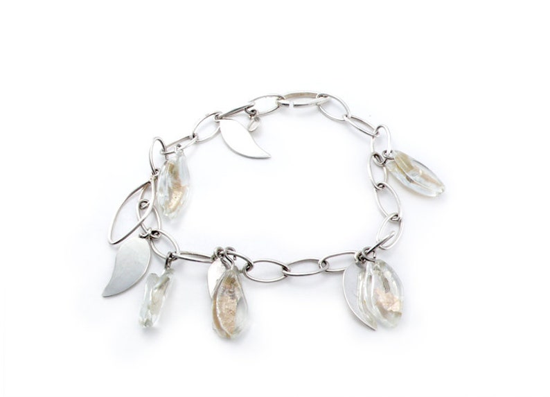 Fused Glass Bracelet Silver Chain Bracelet Contemporary | Etsy