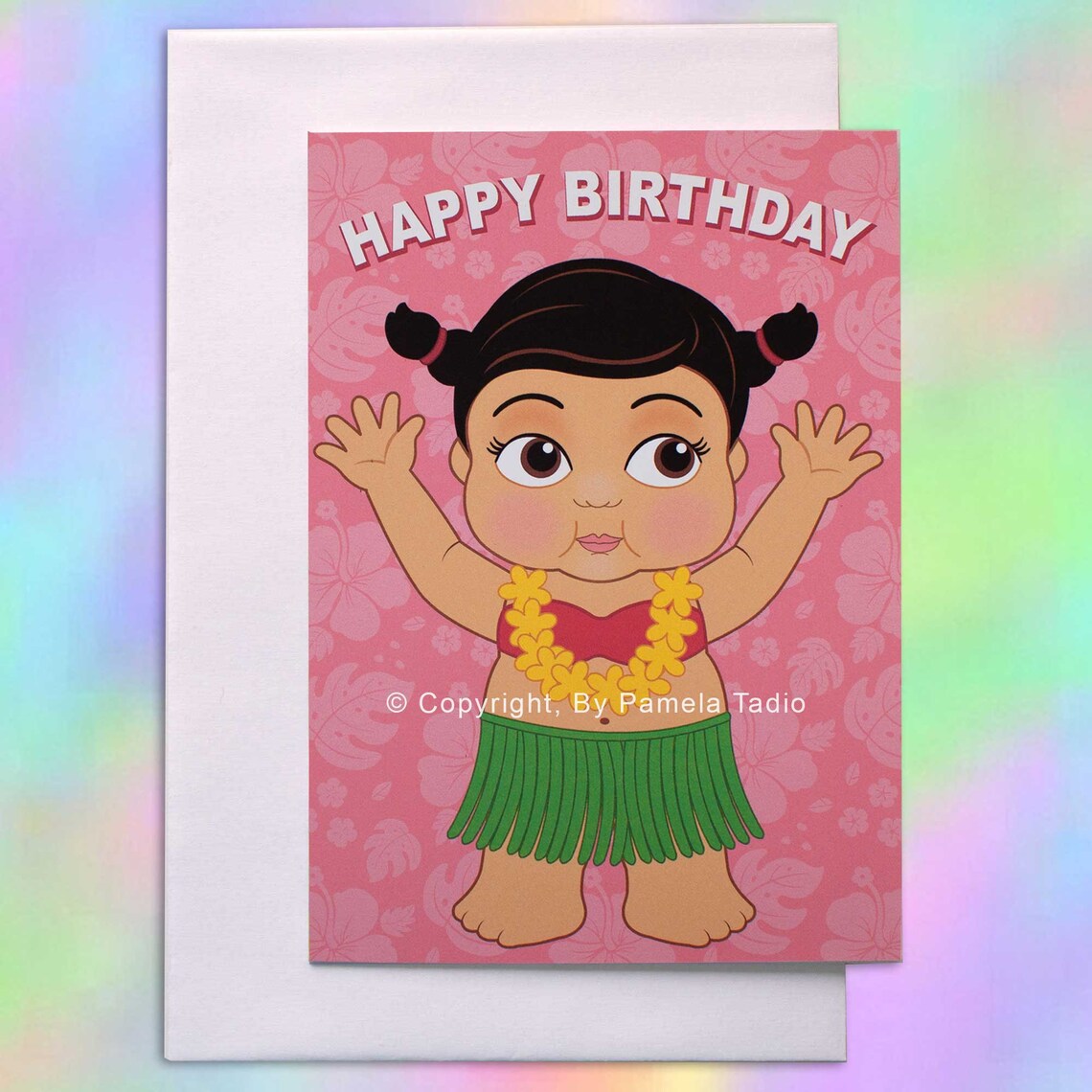 Hawaiian Greeting Card Happy Birthday Girl, Hawaii Greeting Cards