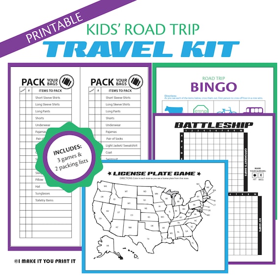 Small children Street Getaway Push Package Printables image relating to License Plate Bingo Printable named Little ones Street Vacation Push Package Printables