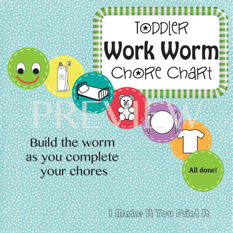 Toddler Work Worm Chore Chart | Etsy