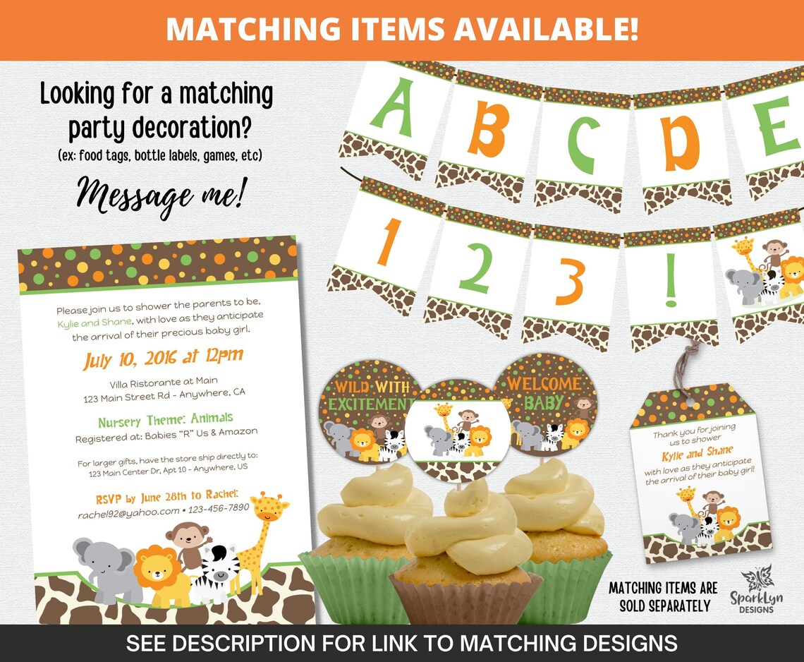 Printable Jungle Baby Shower Invitation Wild With Excitement - Etsy