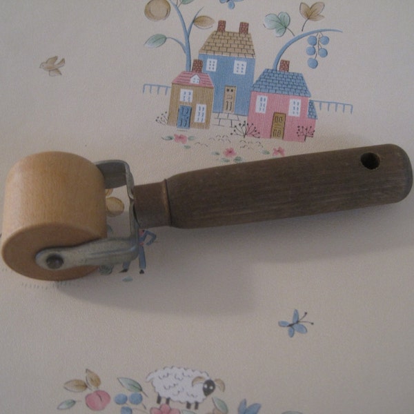 Industrial Chic Wallpaper Seam Roller, Vintage, Wooden, Made in USA