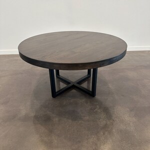 Rustic 60" Oak Hardwood Kitchen Table with flat black industrial metal base