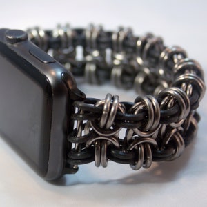 Freyja-Chain maille watch band, Steel & rubber for Apple iWatch and Samsung Galaxy