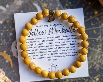 Yellow Mookaite | Mookaite Jasper| Solar Plexus | Positivity + Joy | 6mm Gemstone Bracelet |