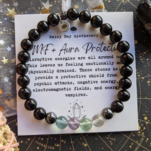EMF Protection Bracelet: Black Obsidian, Tourmaline & Fluorite Gemstones