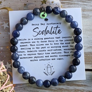 Sodalite Gemstone Bracelet | Harmony + Balance | Relationship Support | Calming | 6mm Gemstone Bracelet |