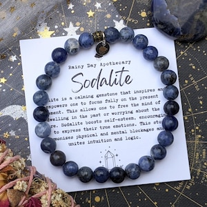 Sodalite Gemstone Bracelet | Harmony + Balance | Relationship Support | Calming | 6mm Gemstone Bracelet |