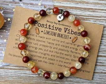 Positive Vibes Bracelet | Gemstone Bracelet | Citrine + Carnelian | Positive Energy |