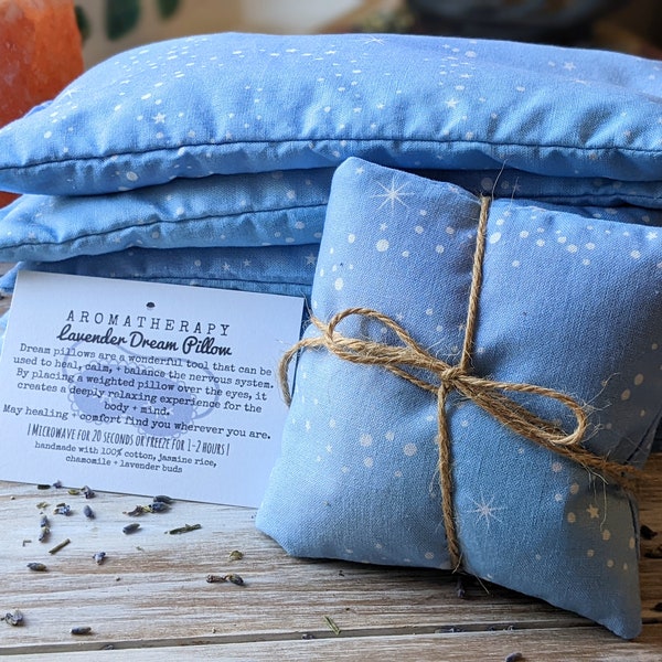 Lavender Dream Pillow | Re-Usable Weighted Eye Pillow | Jasmine Rice + Lavender | 100% Cotton | Meditation + Sleep Aid | Therapy Bags |