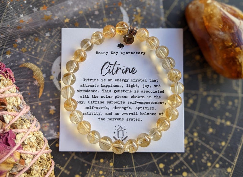 Citrine Gemstone Bracelet: Solar Plexus Chakra Healing, Positive Energy image 3
