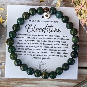 Bloodstone Gemstone Bracelet | Protective Talisman | Strength + Courage | Root Chakra Stone | 6mm Gemstone Bracelet |