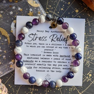 Amethyst Sodalite Howlite Bracelet: 6mm Gemstone Stress Relief