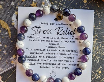 Amethyst Sodalite Howlite Bracelet: Authenticity, Peace, Balance, 6mm Natural Gemstones