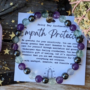 Empath Protection Bracelet | 6mm Gemstone Bracelet | Emotional Support | Amethyst • Fluorite • Hematite |