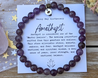 Amethyst Gemstone Bracelet | Master Healer • Protection • Peace | Gemstone Bracelet | 6mm Beads |