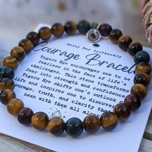The Courage Bracelet | Tiger&#39;s Eye |  Healing Gemstone Bracelet | 6mm Beads |