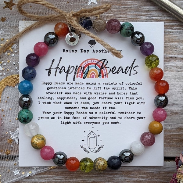 Happy Beads | 6mm Multi-Gemstone Bracelet | Healing Stones | Chakra Balancing |