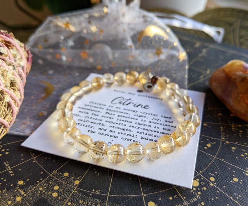 Citrine Gemstone Bracelet: Solar Plexus Chakra Healing, Positive Energy image 2