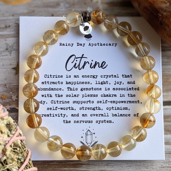 Yellow Citrine Bracelet | 6mm Gemstone Bracelet | Solar Plexus Chakra Healing | Positive Energy | Energy Crystal |