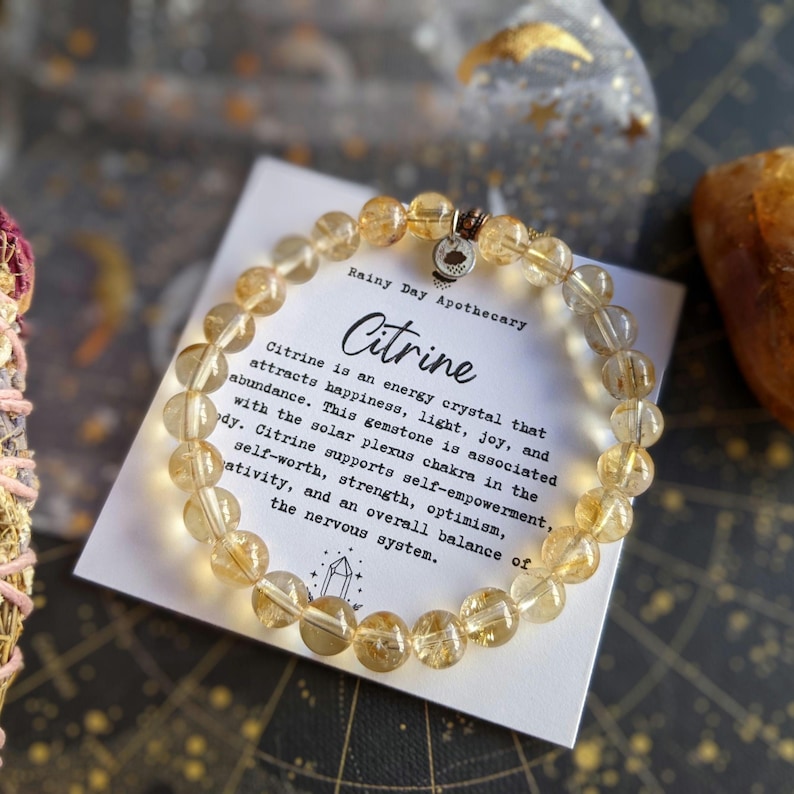 Citrine Gemstone Bracelet: Solar Plexus Chakra Healing, Positive Energy image 4