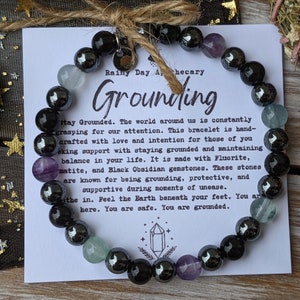 Grounding Bracelet | Obsidian • Hematite • Fluorite | Gemstone Jewelry |