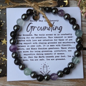 Grounding Bracelet | 6mm Obsidian • Hematite • Fluorite | Gemstone Jewelry | Spiritual Shielding |