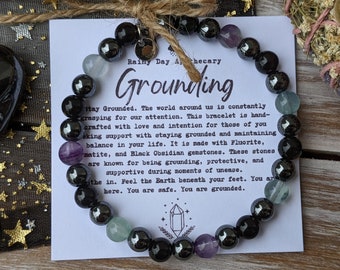 Grounding Bracelet | Obsidian • Hematite • Fluorite | Gemstone Jewelry |