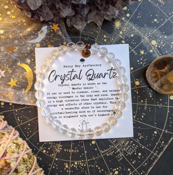 Clear Crystal Quartz Gemstone Bracelet | Master Healer | Chakra Cleansing | 6mm Gemstone Bracelet |