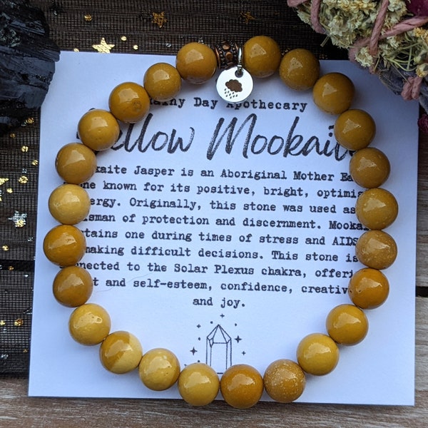 Yellow Mookaite | Mookaite Jasper| Solar Plexus | Positivity + Joy | 6mm Gemstone Bracelet |