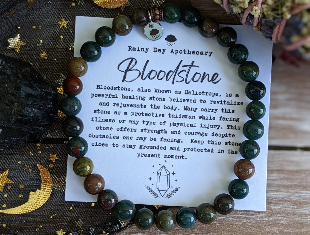 Handmade Bloodstone Bracelet – Stretchy & Ready To Wear, Comes With Gift Bag & Card
